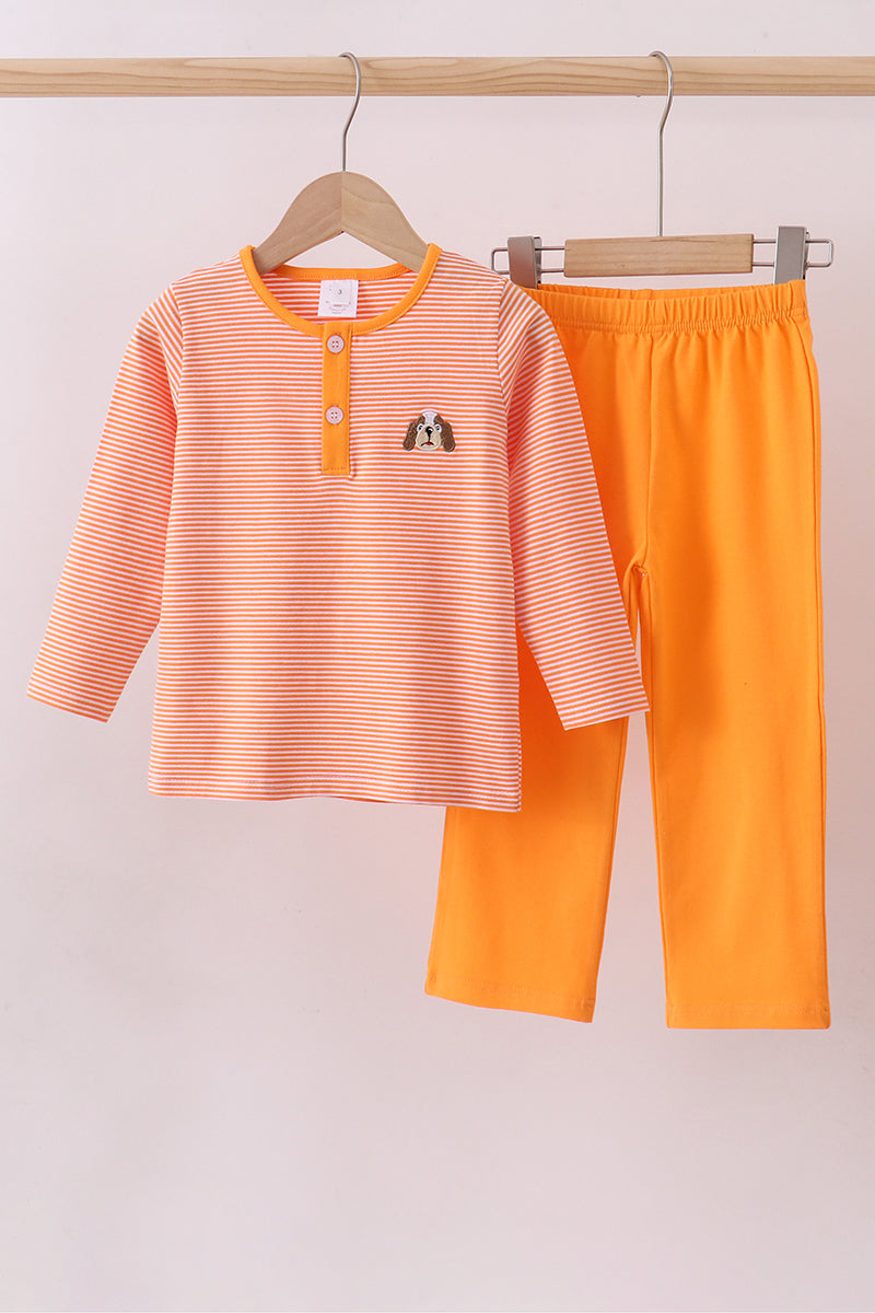 Premium Orange Tennessee Puppy Stripe Pants Set