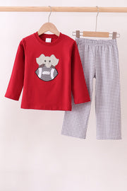 Premium Maroon Alabama Elephant Applique Pants Set