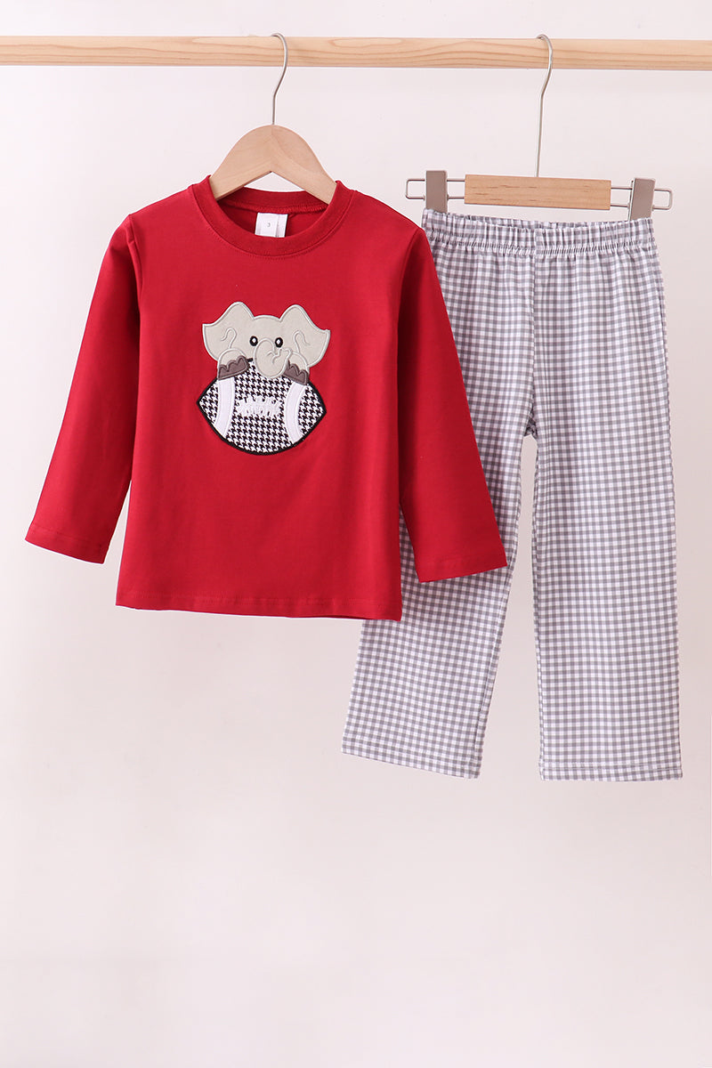 Premium Maroon Alabama Elephant Applique Pants Set