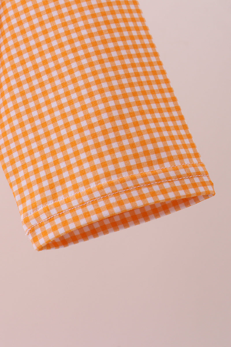 Premium Orange Tennessee Embroidery Gingham Top