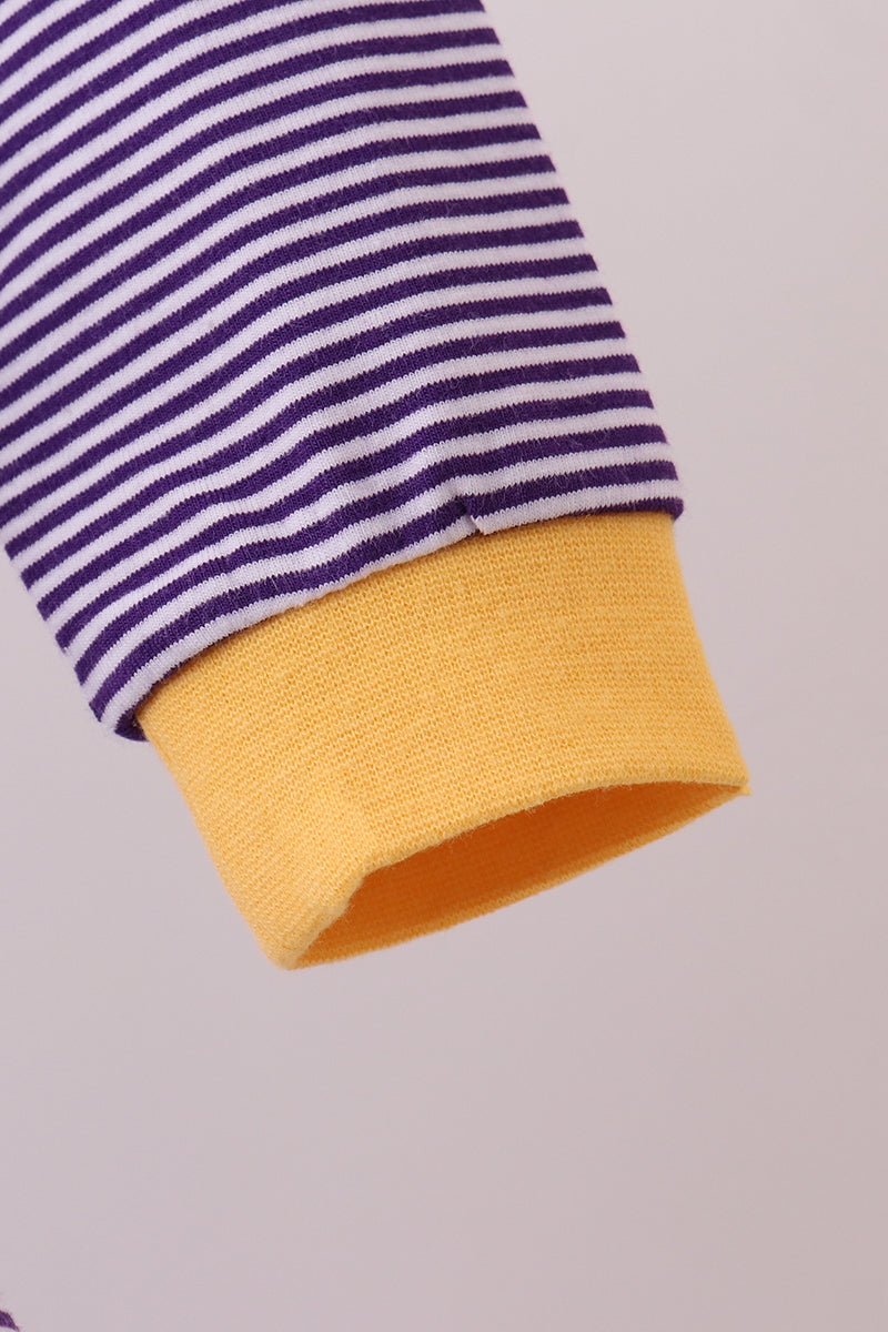 Premium Purple Lsu Stripe Tiger Embroidery Dress