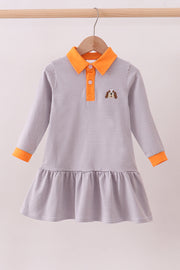 Premium Orange Tennessee Stripe Puppy Embroidery Dress
