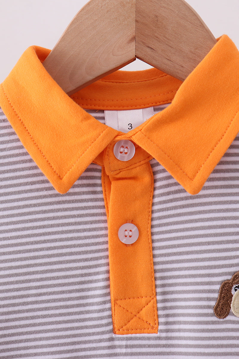 Premium Orange Tennessee Stripe Puppy Embroidery Dress