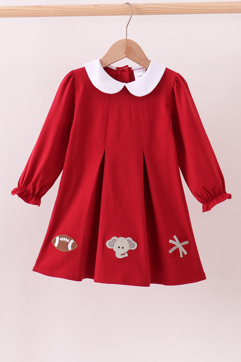 Premium Maroon Alabama Elephant Applique Dress