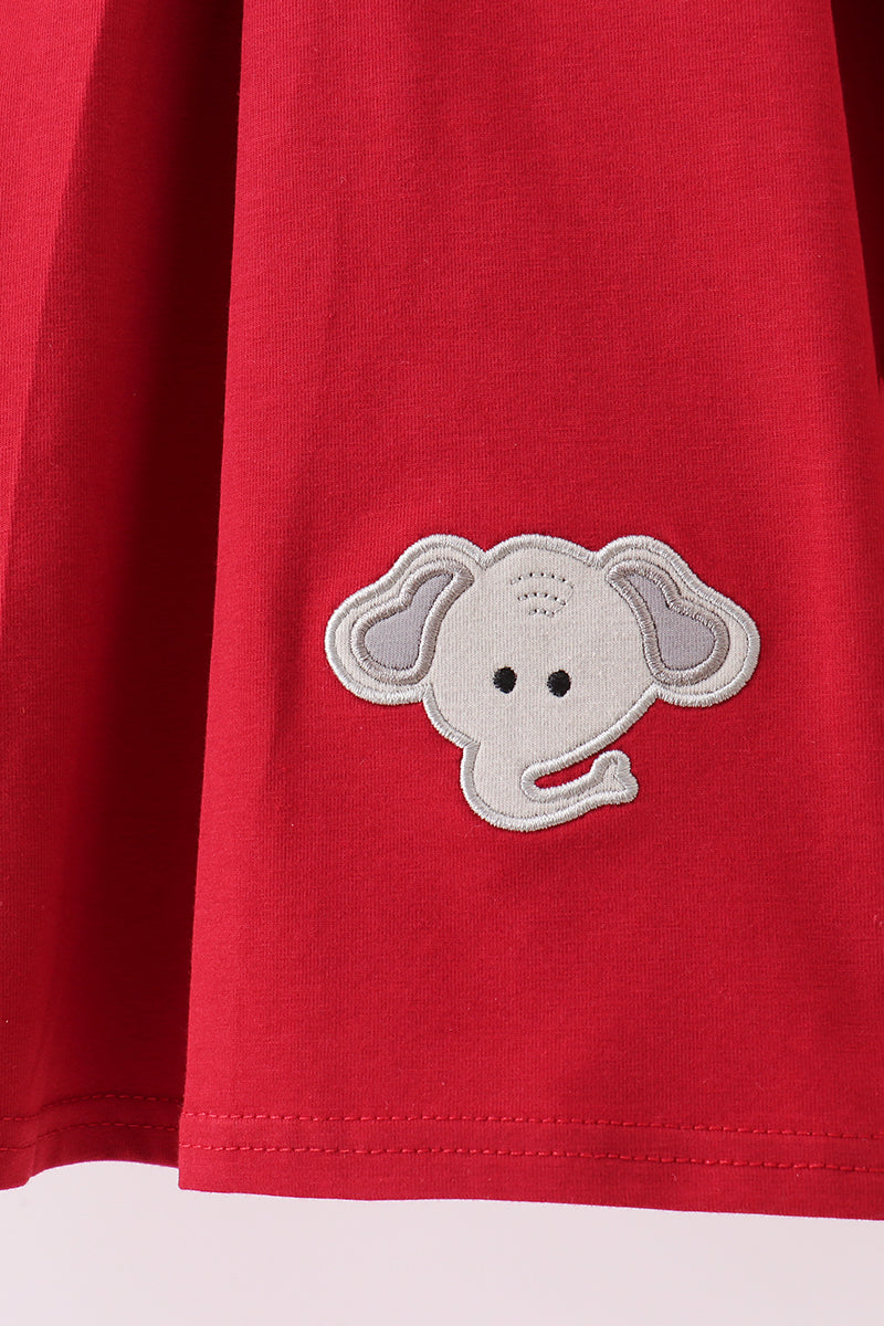 Premium Maroon Alabama Elephant Applique Dress