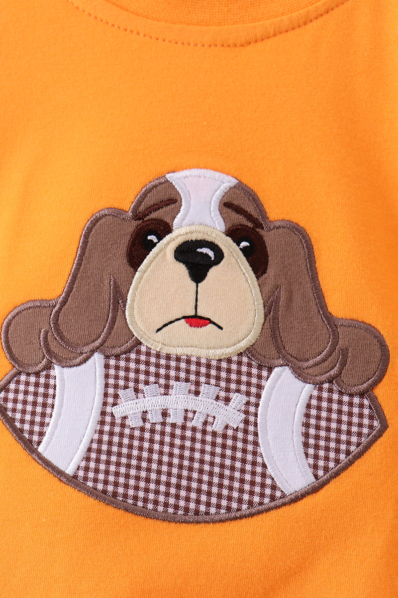 Premium Orange Tennessee Puppy Football Applique Bubble