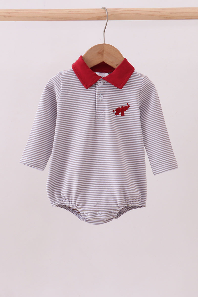 Premium Maroon Alabama Elephant Embroidery Stripe Bubble
