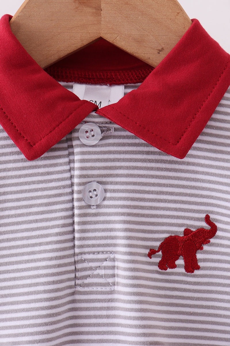 Premium Maroon Alabama Elephant Embroidery Stripe Bubble