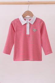 Premium Red Tennessee Stripe Elephant Embroidery Button Down Shirt