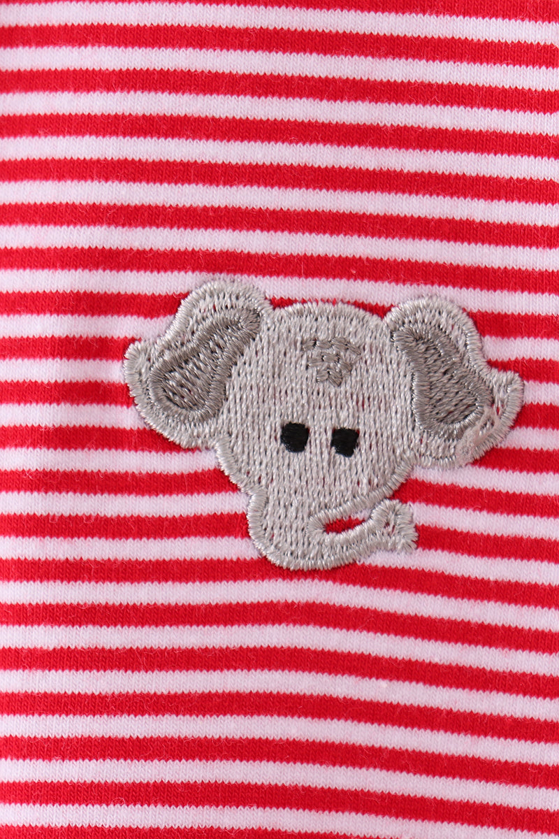 Premium Red Tennessee Stripe Elephant Embroidery Button Down Shirt