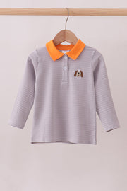 Premium Orange Tennessee Stripe Puppy Embroidery Button Down Shirt