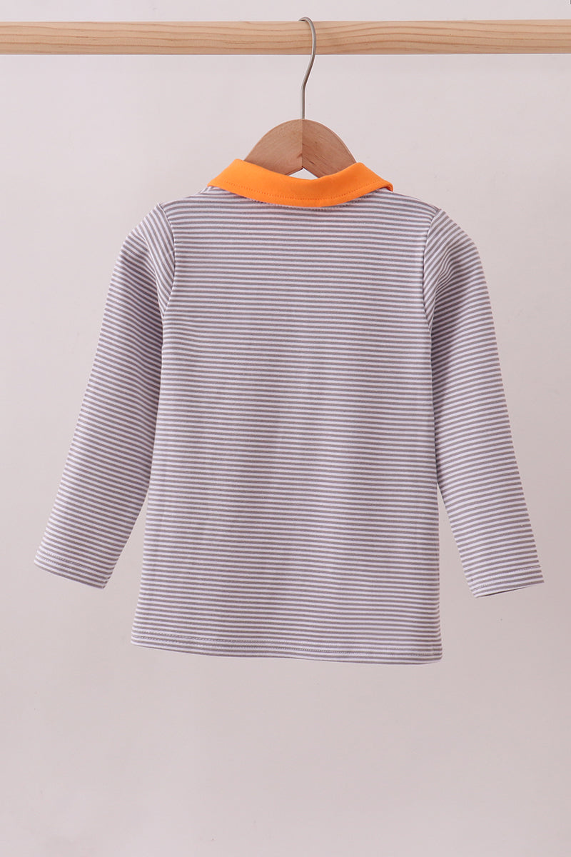 Premium Orange Tennessee Stripe Puppy Embroidery Button Down Shirt