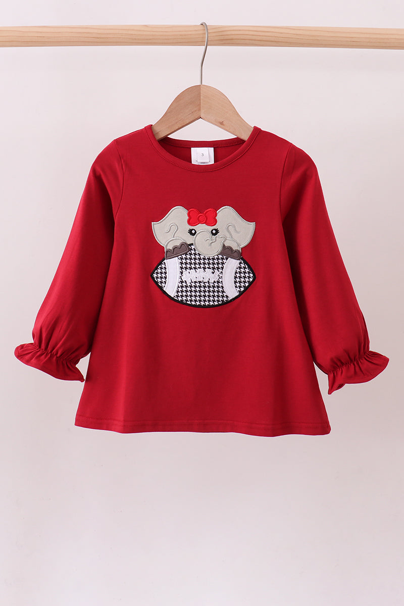 Premium Maroon Alabama Elephant Football Applique Top