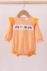 Premium Orange Tennessee Puppy Football Embroidery Gingham Ruffle Bubble