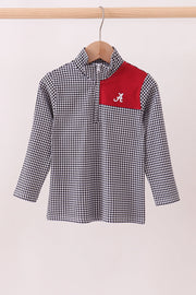 Premium Maroon Alabama Embroidery Gingham Top