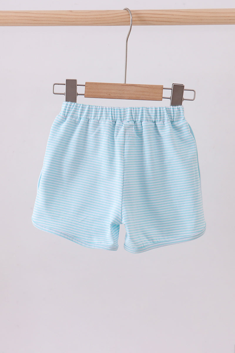 Premium Mint&white Stripe Bow Shorts