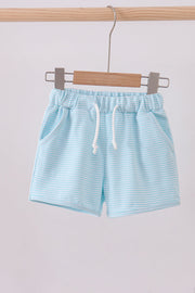 Premium Mint&white Stripe Drawstring Shorts
