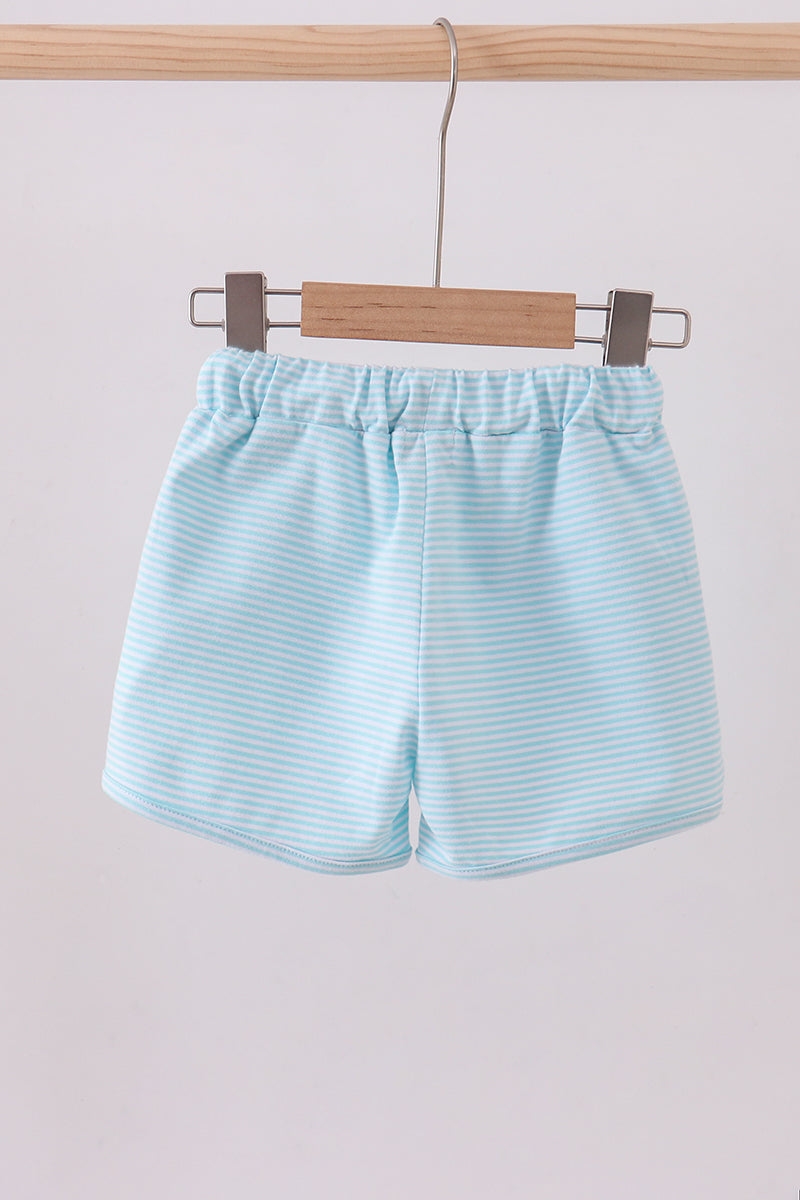 Premium Mint&white Stripe Drawstring Shorts