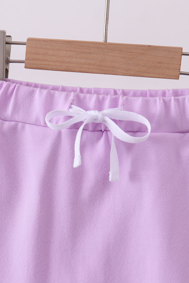 Purple Scallop Hem Bow Skort