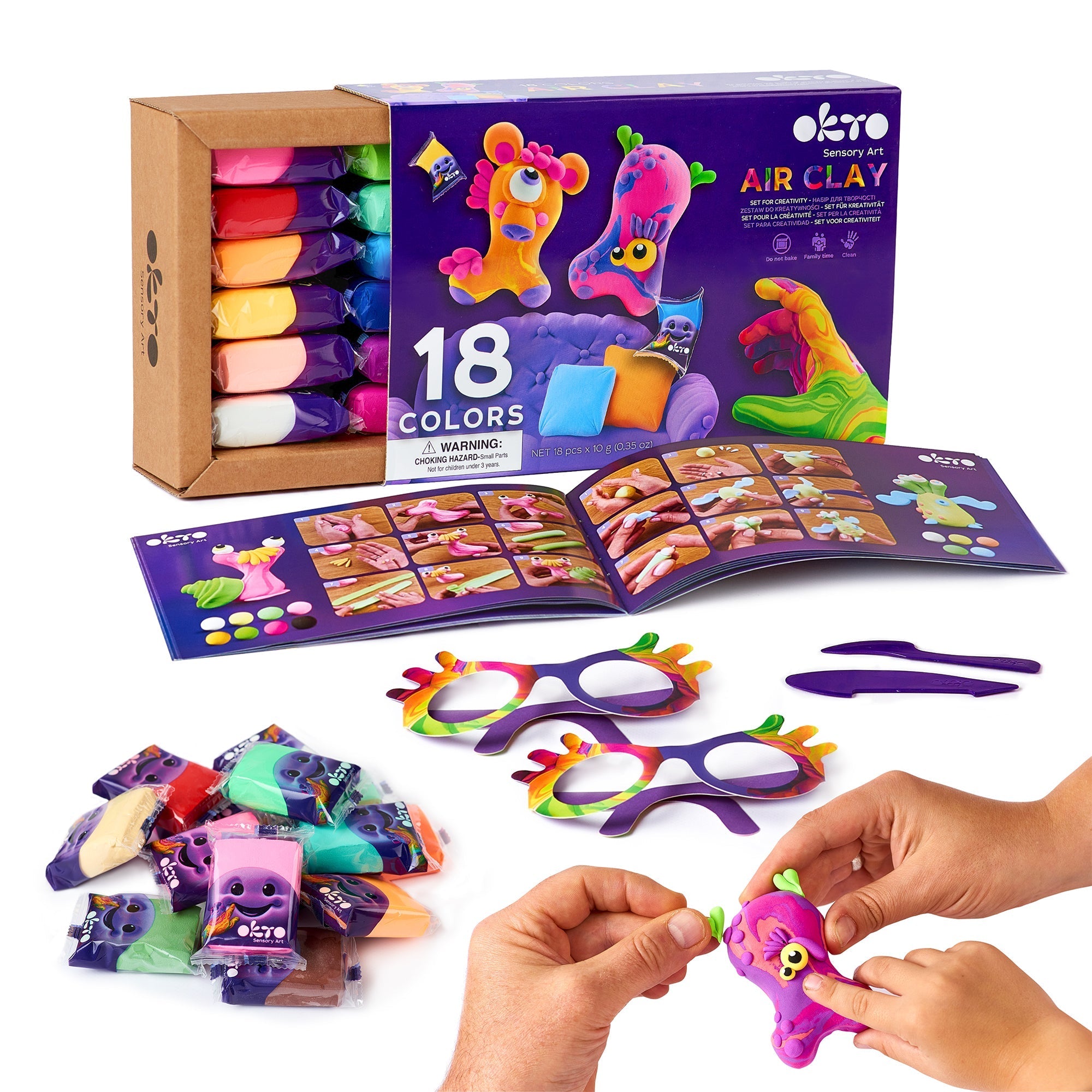 Okto Air Clay Set For Creativity – 18 Colors