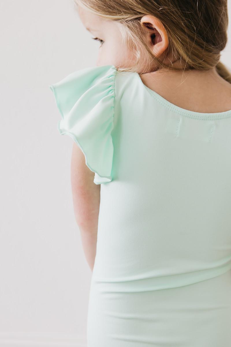 Pastel Green S/s Flutter Sleeve Leotard