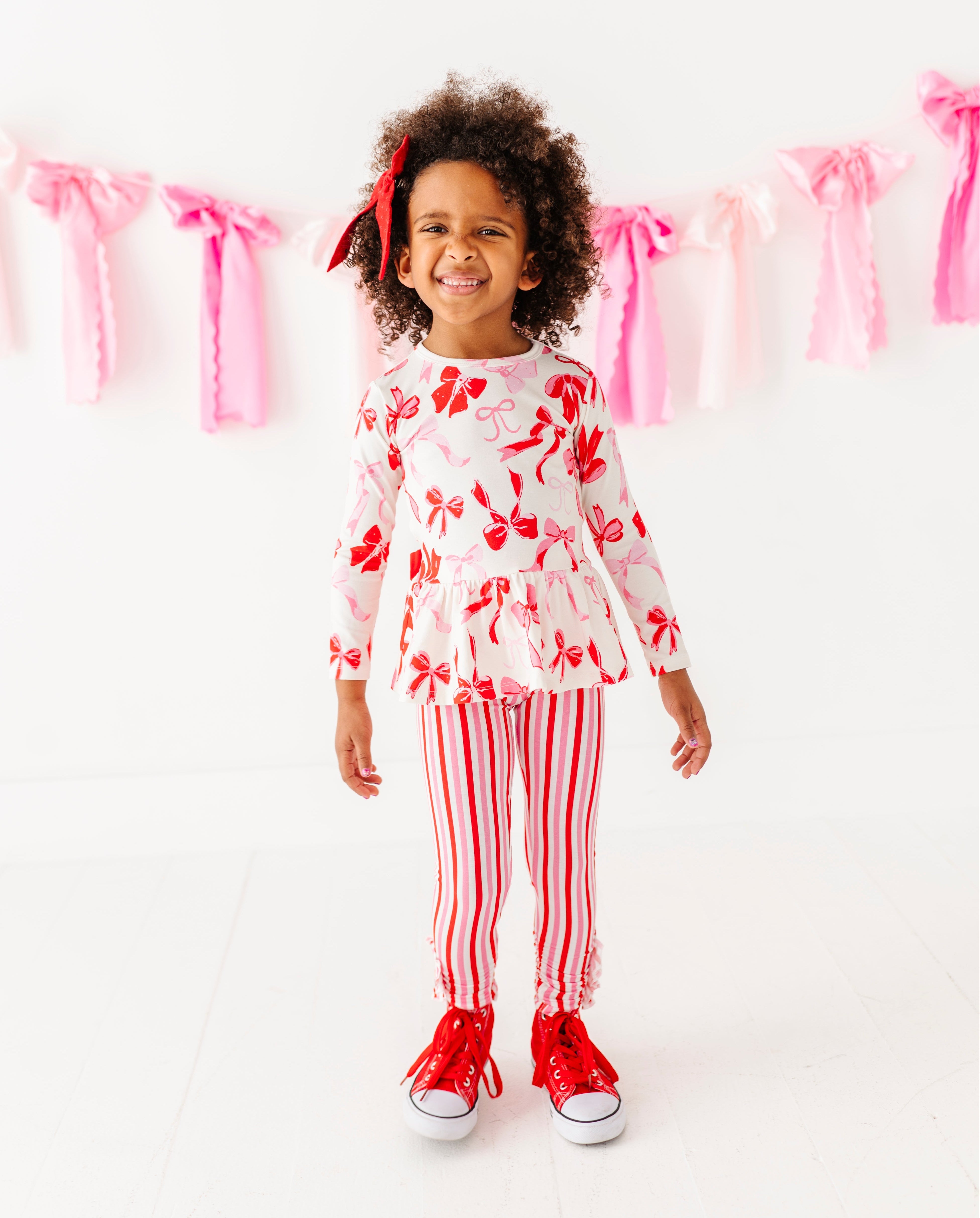 Blushing Bows Bamboo/cotton Peplum Top