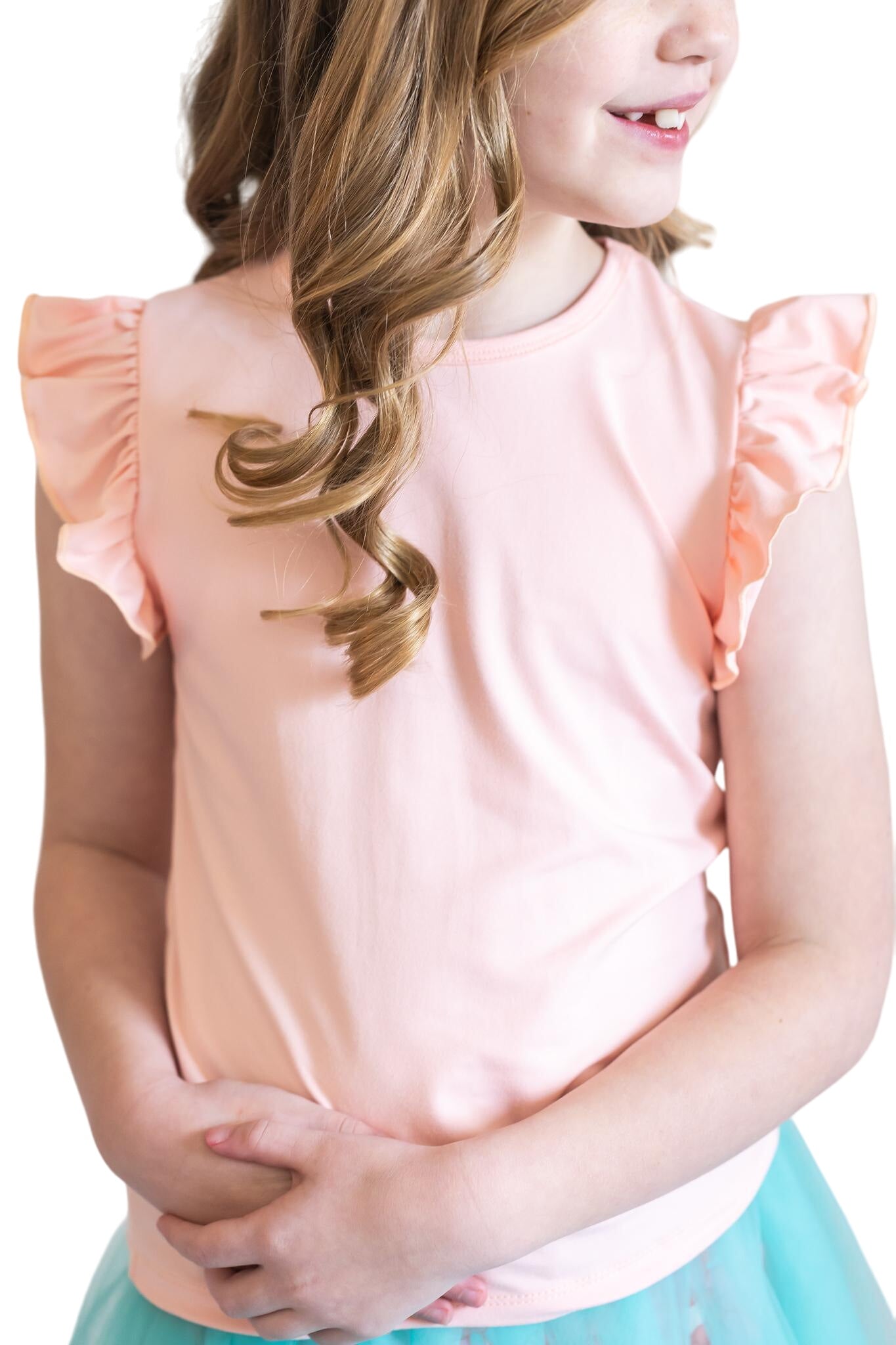 Peach S/s Ruffle Tee