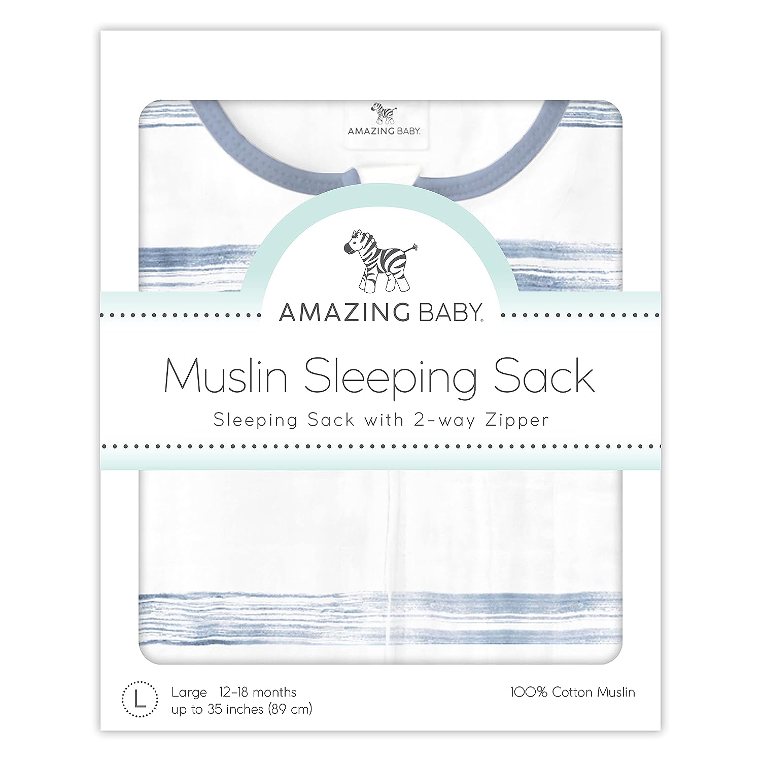 Amazing Baby - Muslin Non-weighted Zzzipme Sack - Denim Brushstrokes