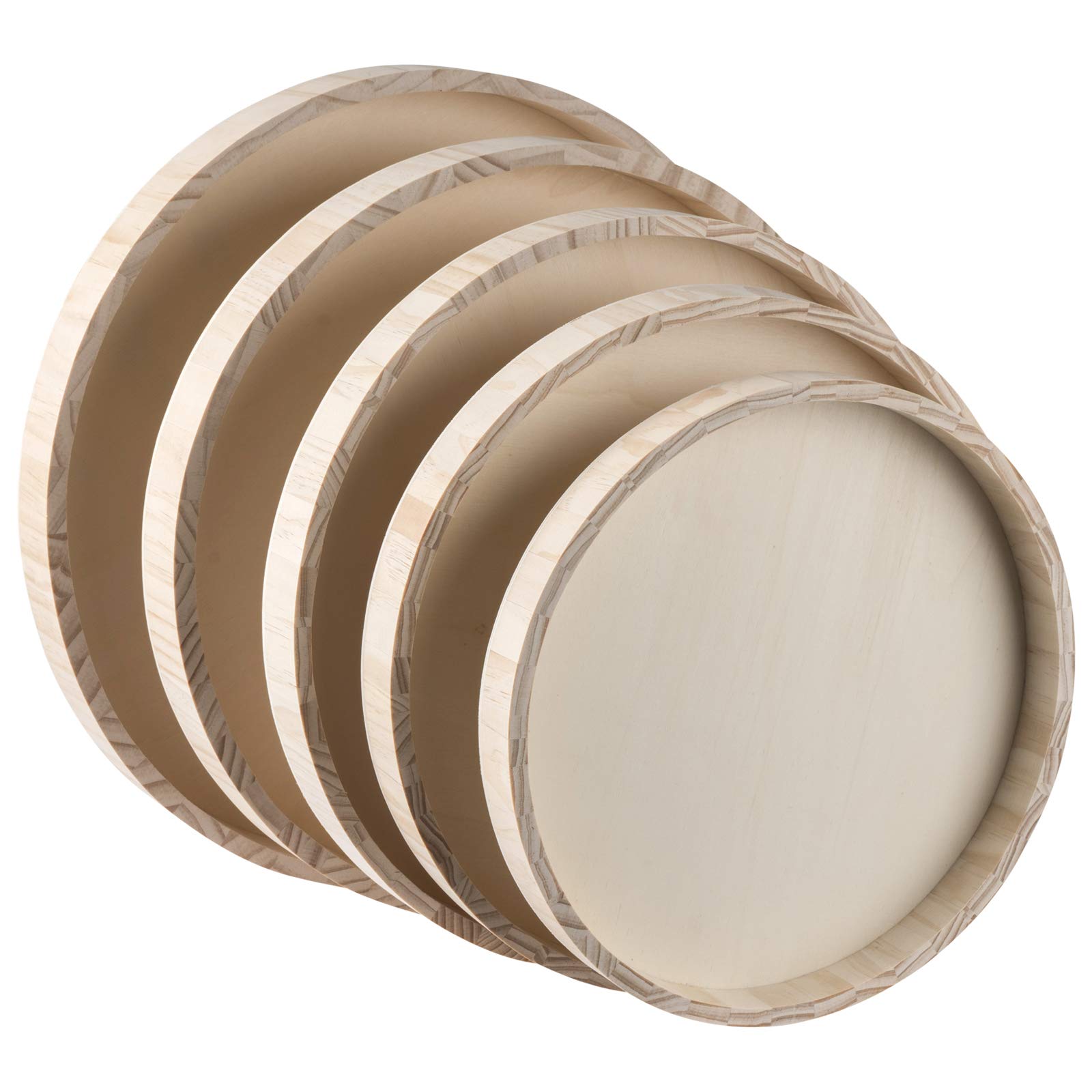 Wooden Nested Serving Trays Five Piece Set Round