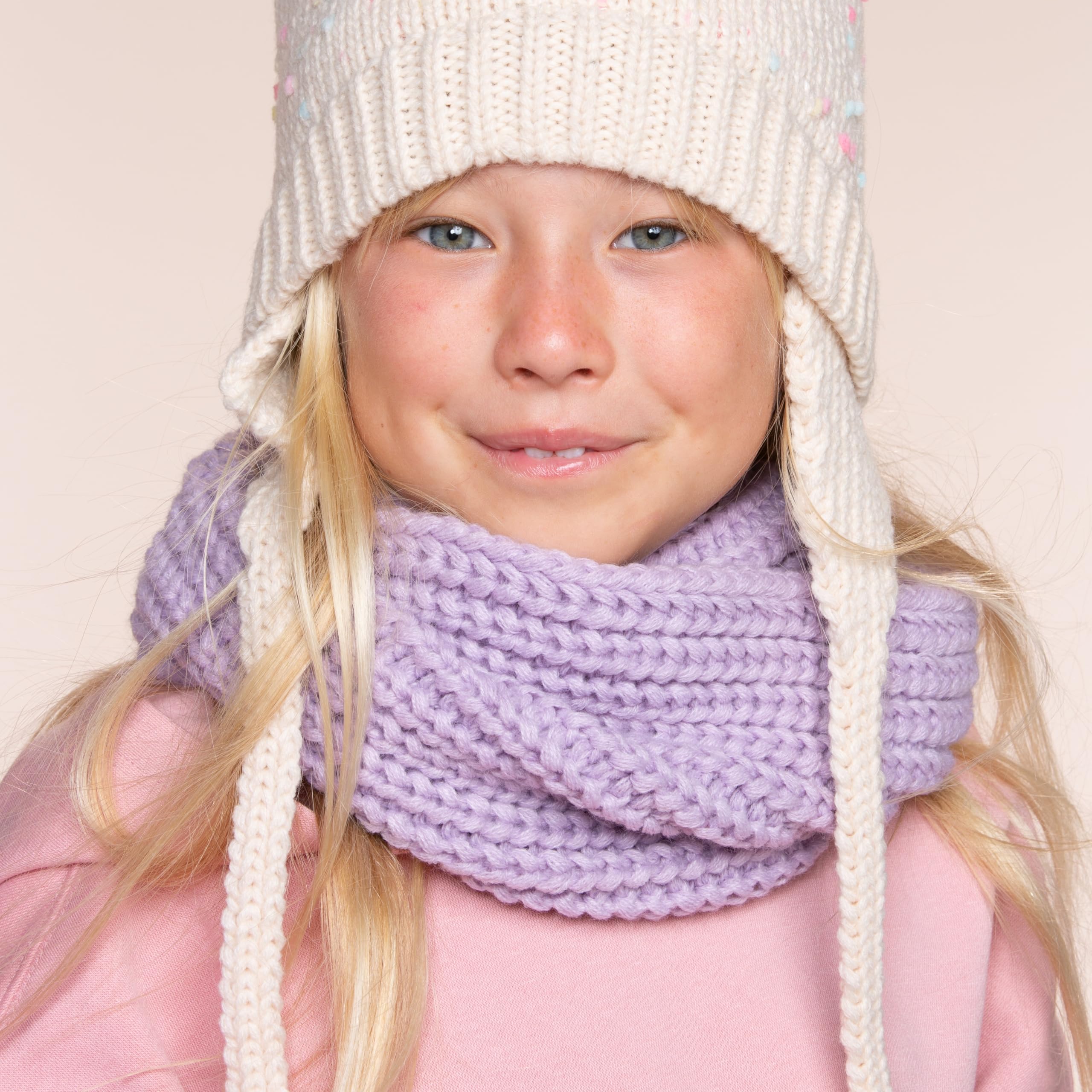 Warm Earflap Knit Beanie 2pc Set For Toddlers/little Kids 2-6 Years