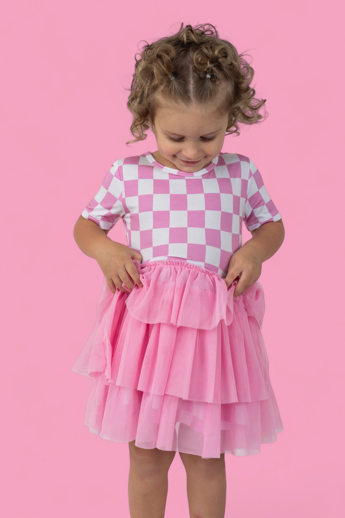 Bubblegum Checkers Dream Tutu Dress