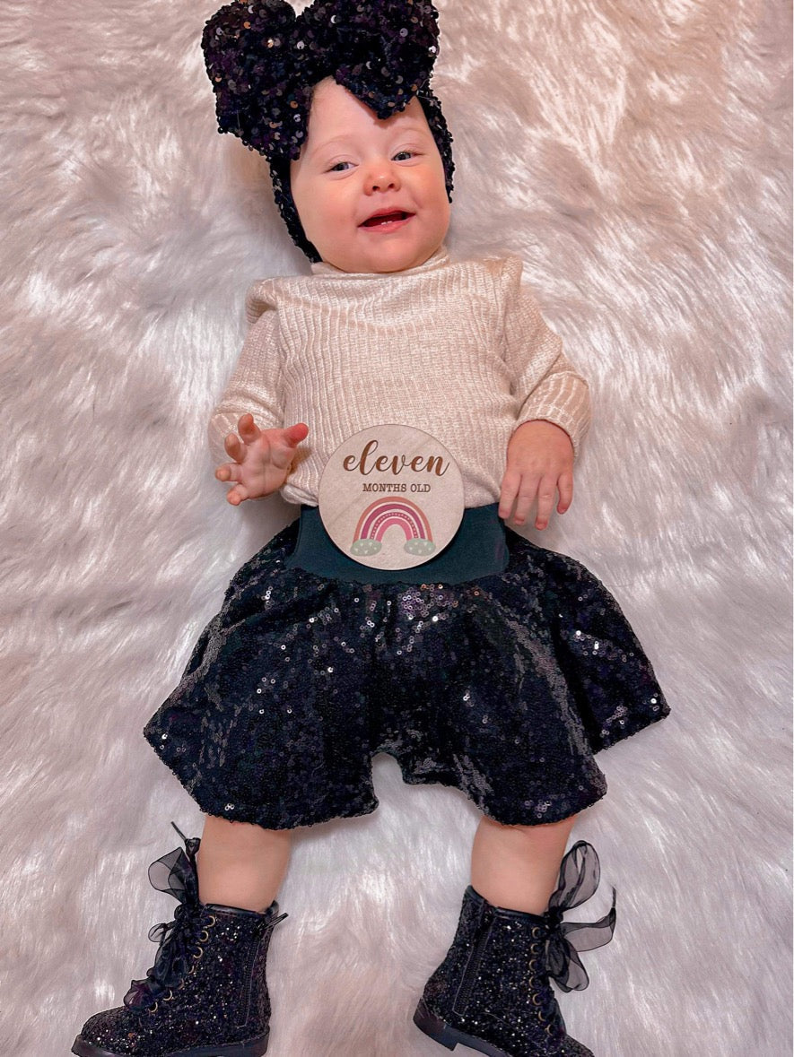 Black Sequin Skirted Bummie (skirt Only)