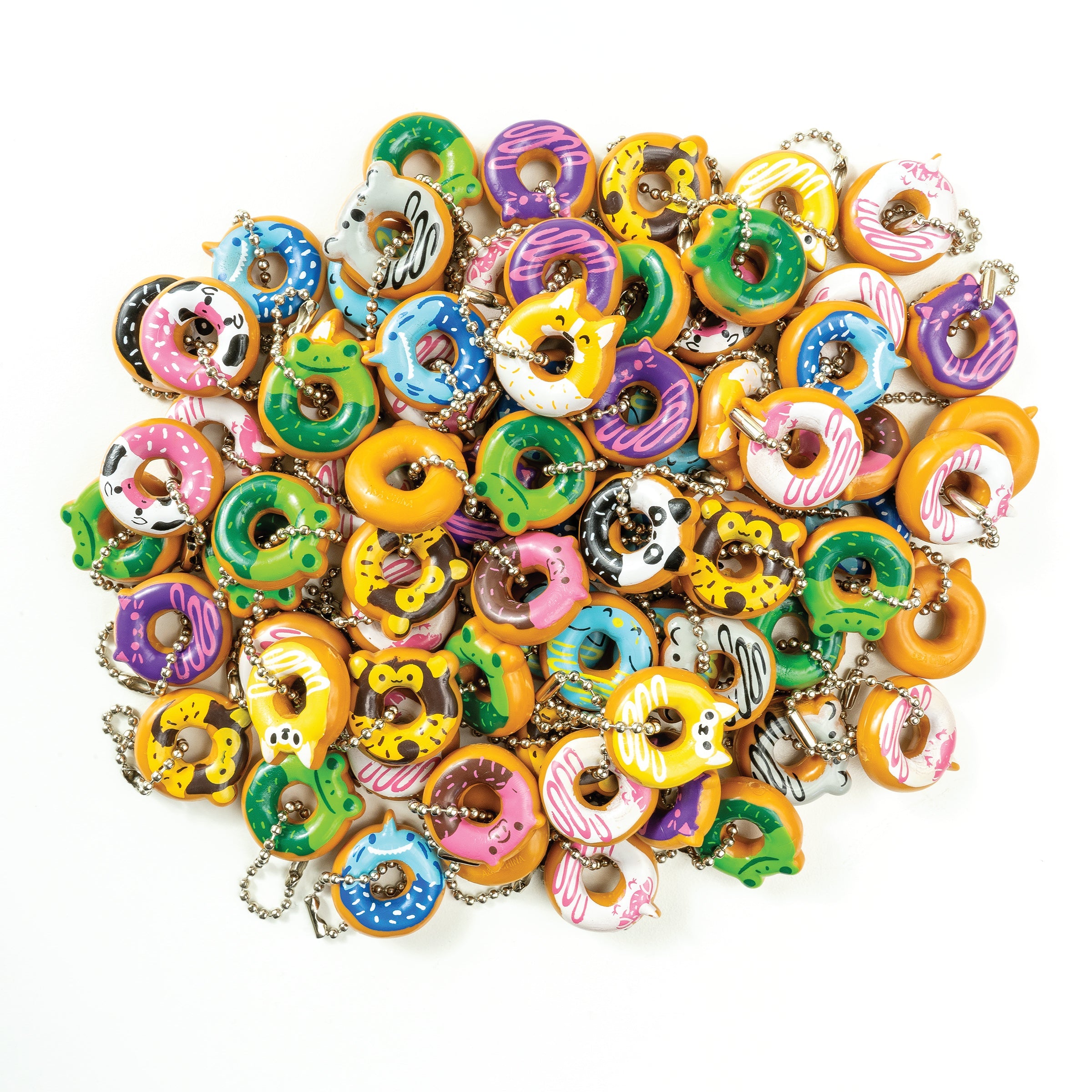 I Love Donuts: Animals Keychain Necklace Assortment - 100 Per Bag