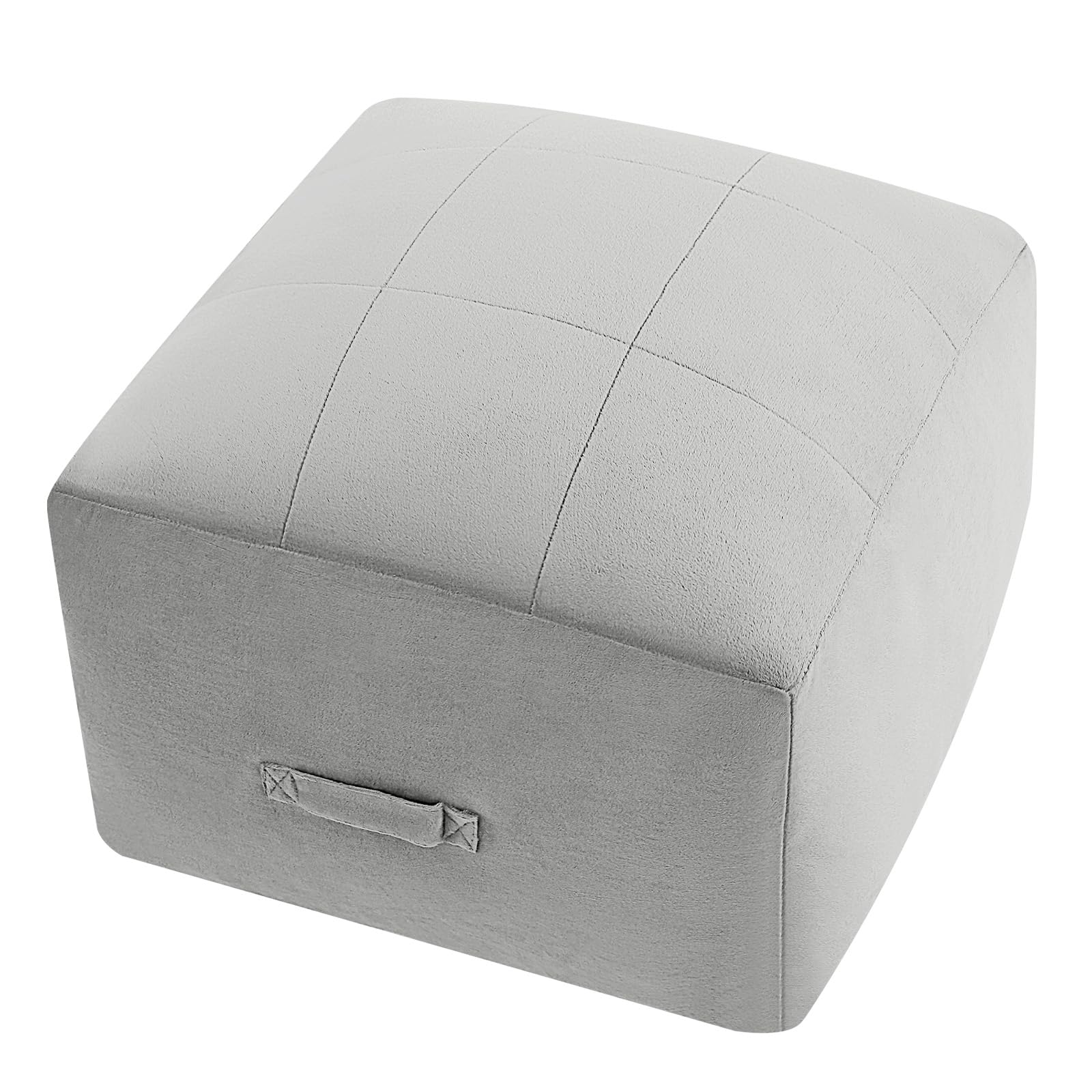 Grid Square Pouf Ottoman, 20"x20"x15"