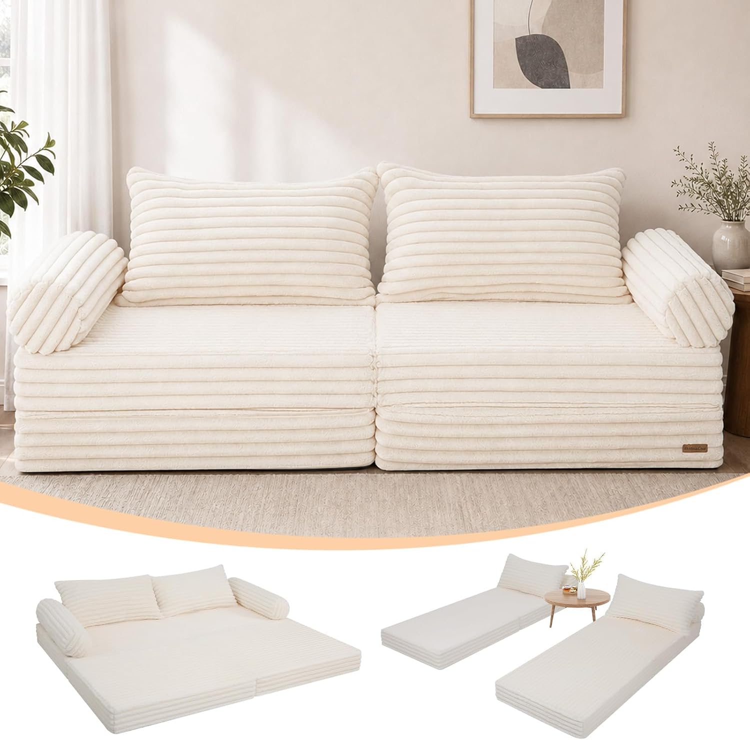 Queen Convertible Sofa Bed, Corduroy Folding Couch