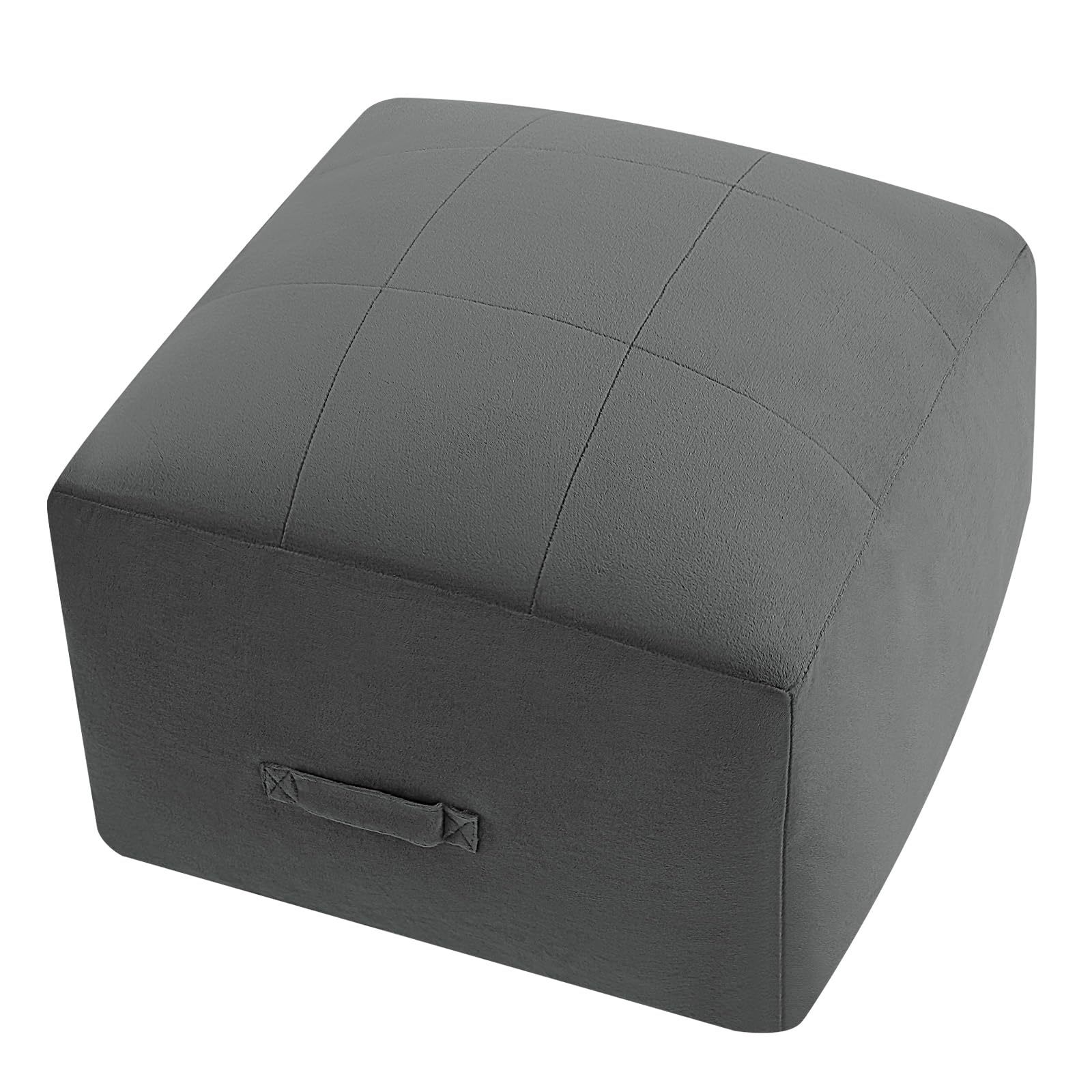 Grid Square Pouf Ottoman, 20"x20"x15"