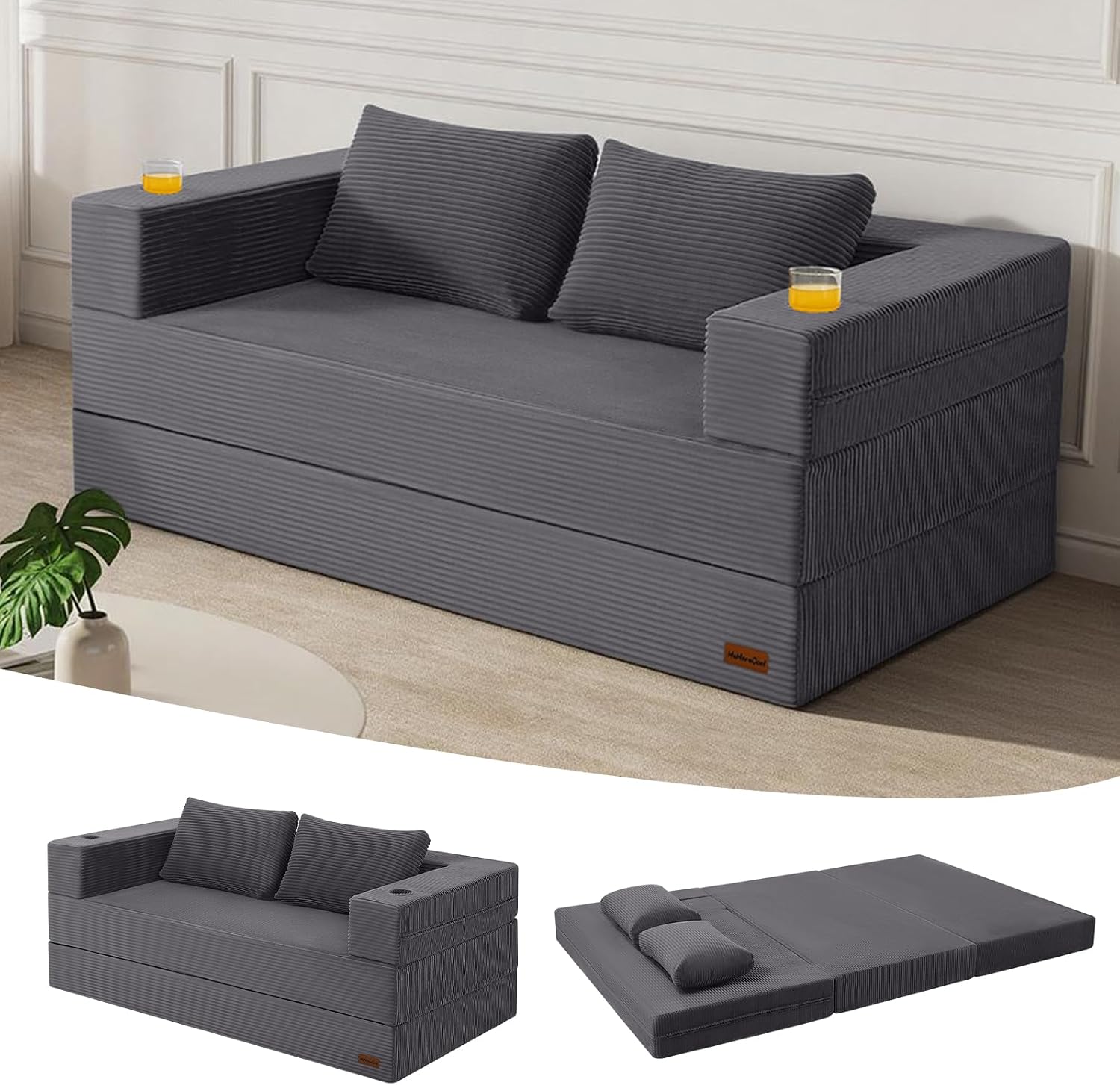 Queen Convertible Sofa Bed, Corduroy Folding Couch