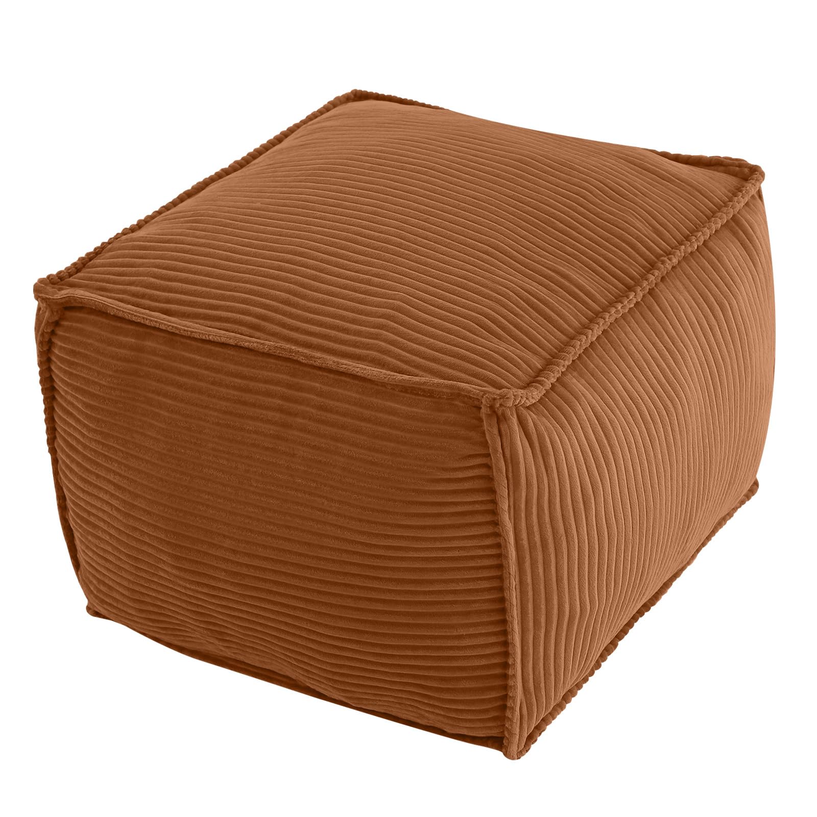 Stuffed Round Pouf Ottoman, 20"x15" Corduroy
