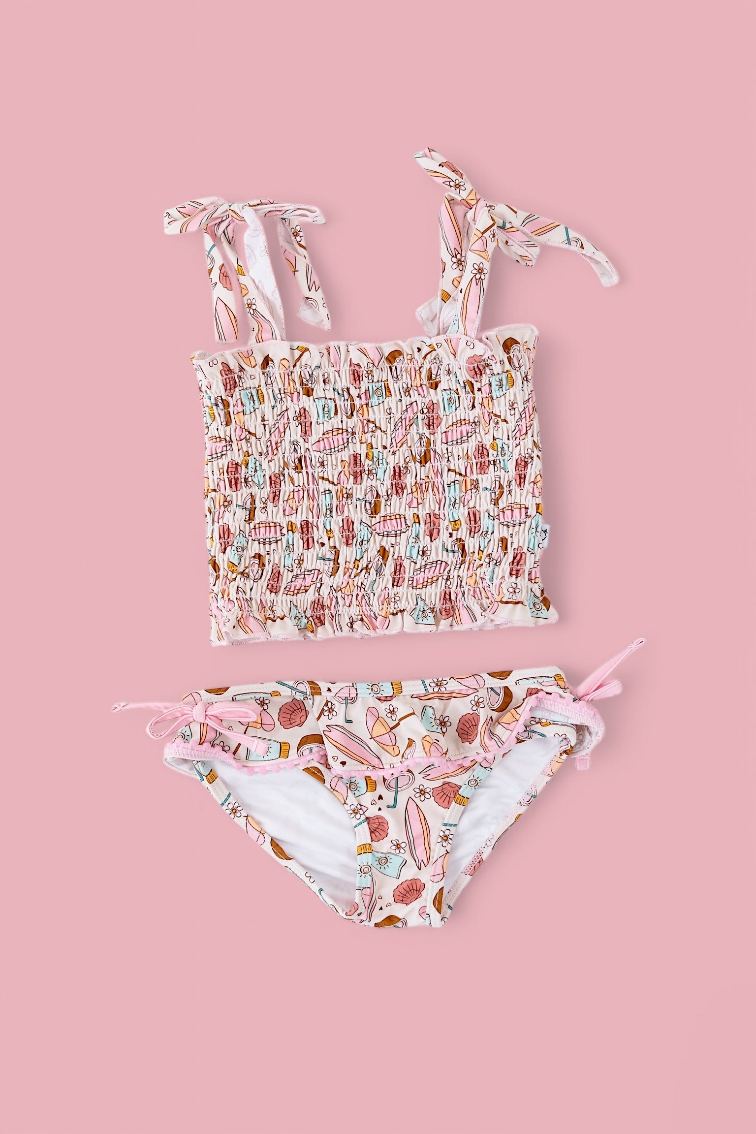 Fun In The Sun Dream Smocked Tankini Two Piece Swim Suit