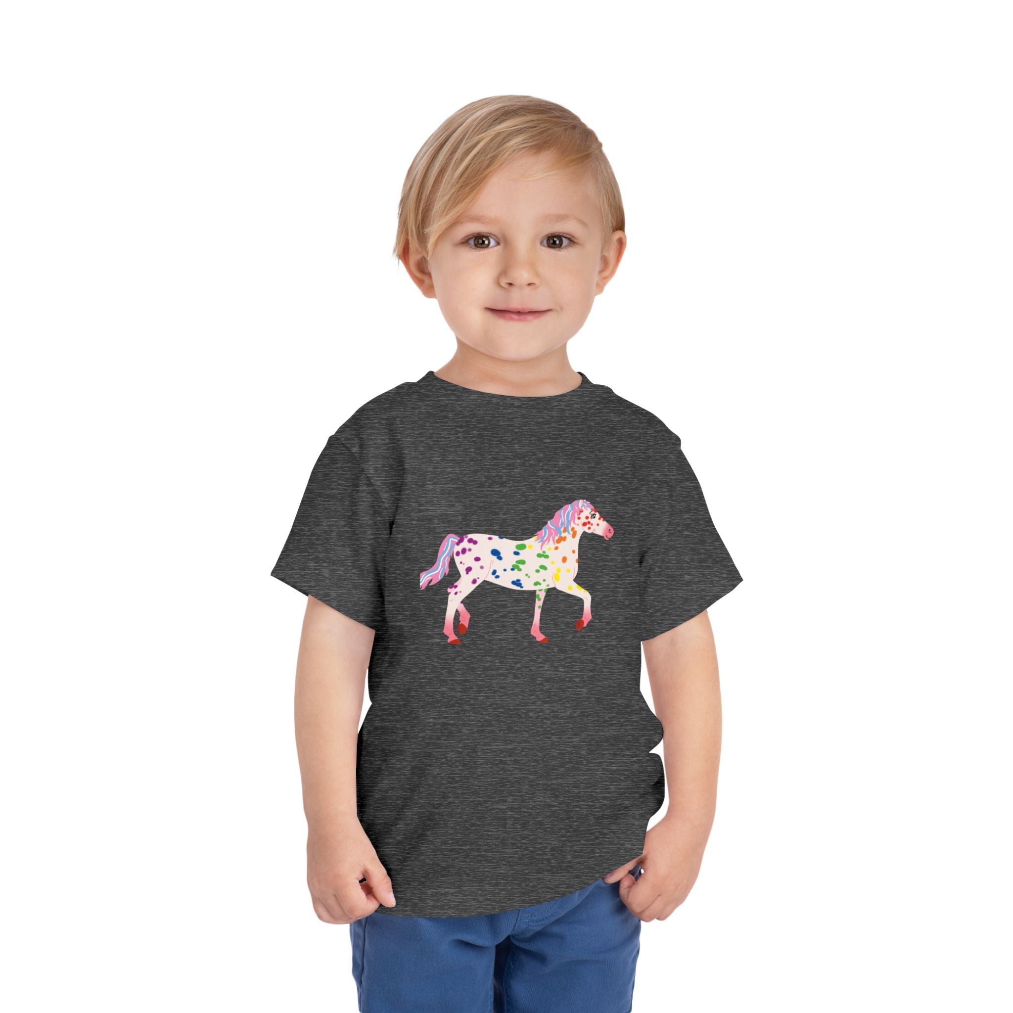 Rainbow On My Parade Horse Toddler Short Sleeve Tee Shirt