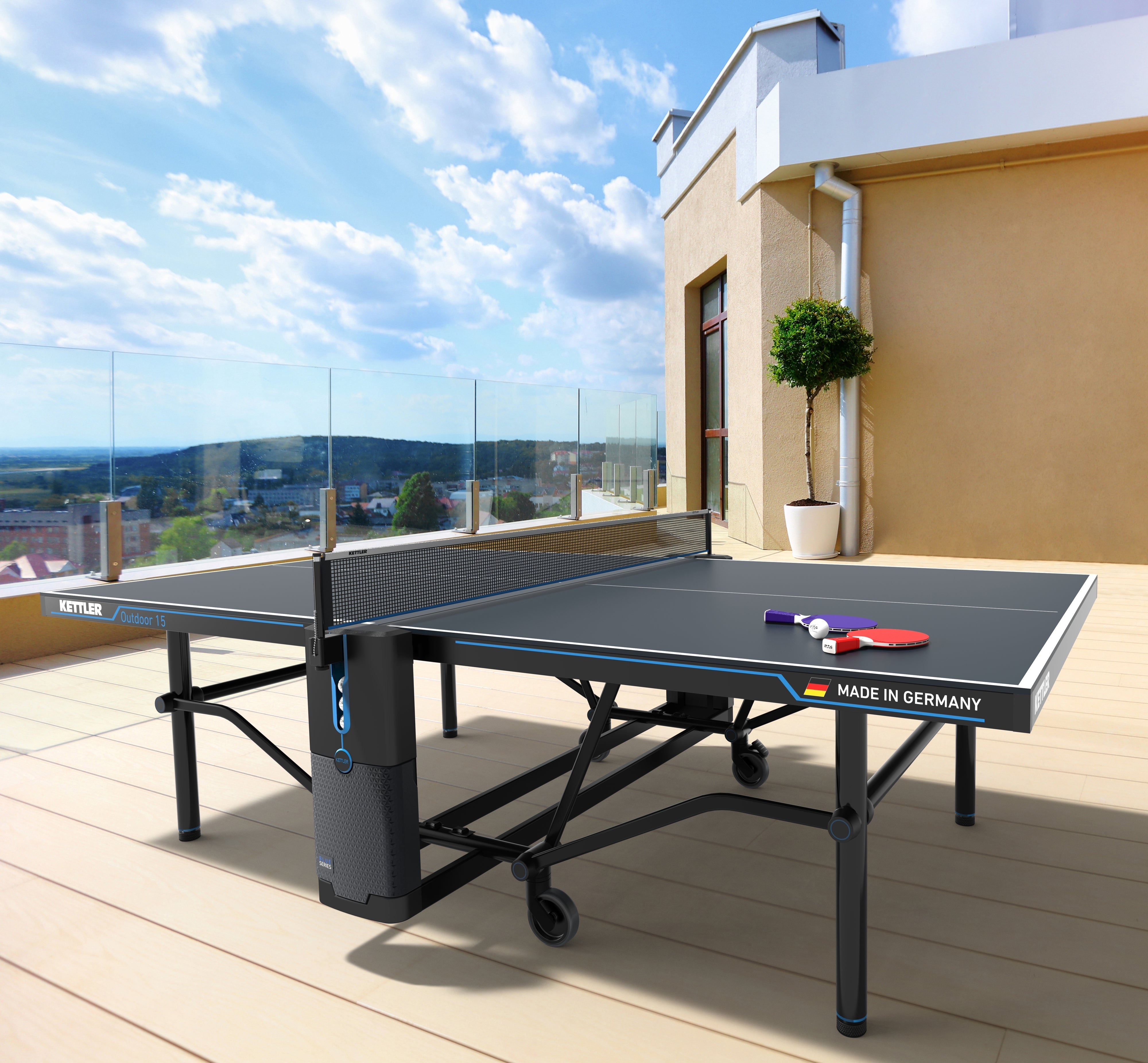 Outdoor 15 Table Tennis Table 4-Player Bundle