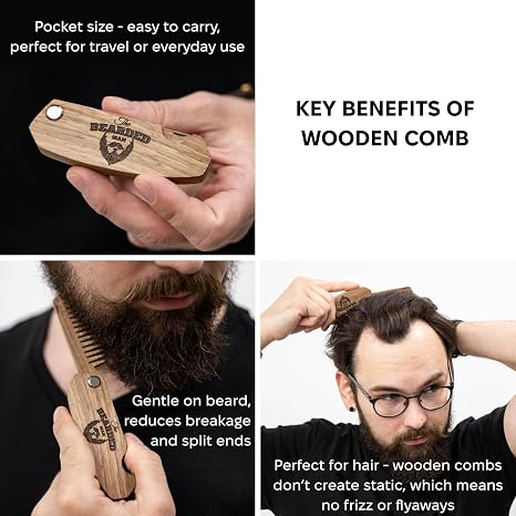 Wooden Beard Comb - Bearded Man