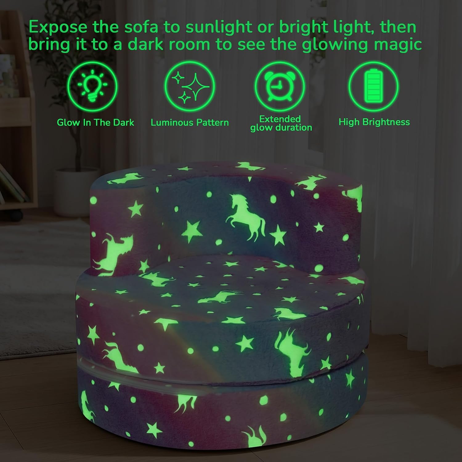 Glow Dinosaur Kids Chair, 4-in-1 Toddler Seat