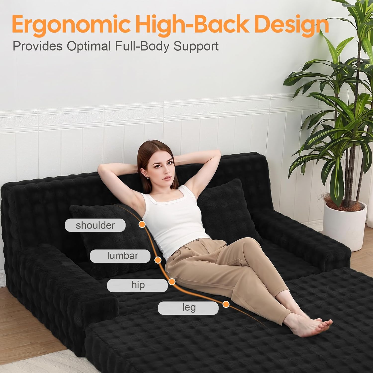 Boneless Loveseat Sofa Bed, 59" Corduroy