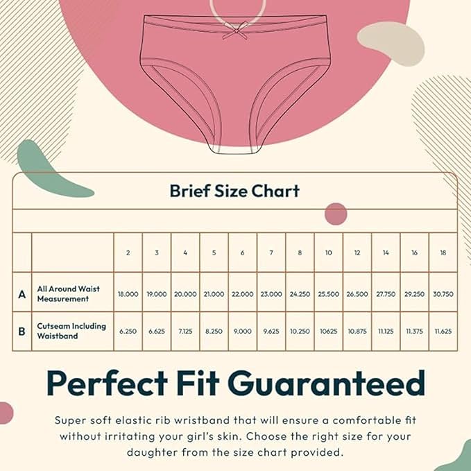 Feathers Girls Rib White Snug Fit Tagless Briefs Underwear - 100% Cotton Super Soft Panties