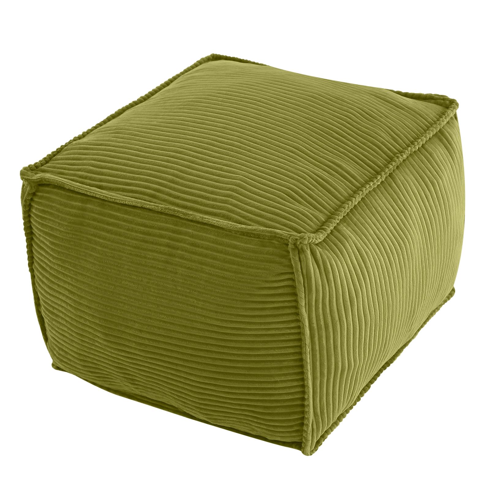 Stuffed Round Pouf Ottoman, 20"x15" Corduroy