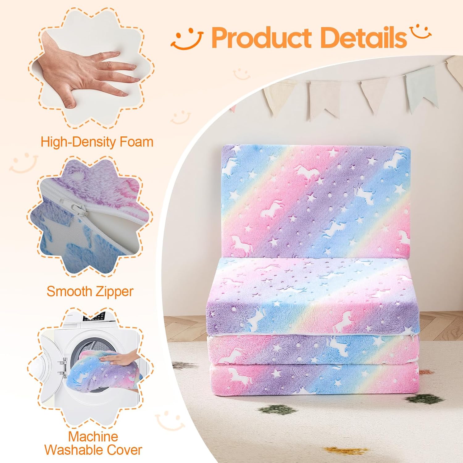 Kids Trifold Floor Mattress, 63"x26"