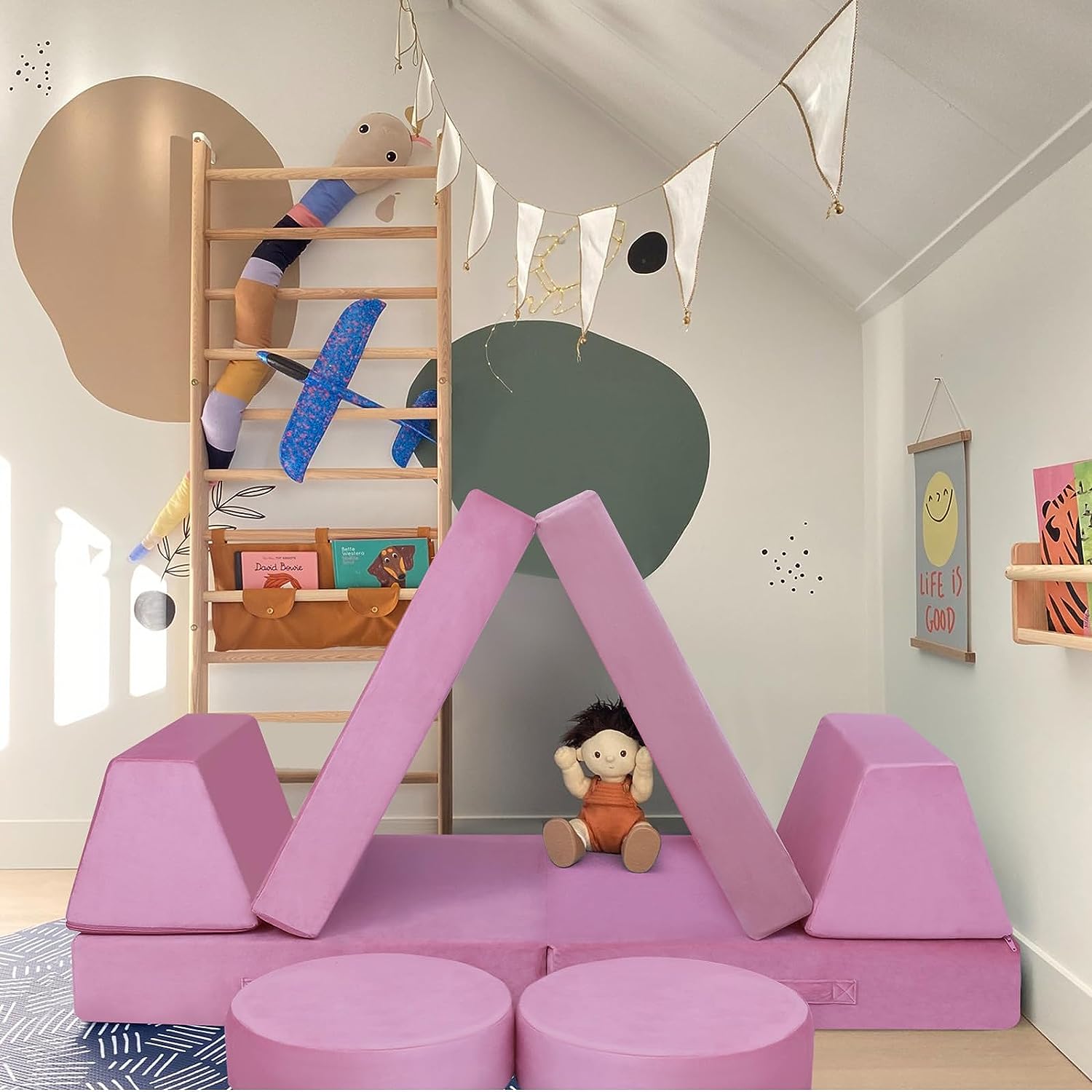 8-piece Kids Play Couch Solid Color