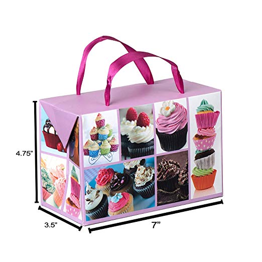 Cupcake Design Paper Gift Bag Box 12 Pack 7"x 3.5"x 4.75"