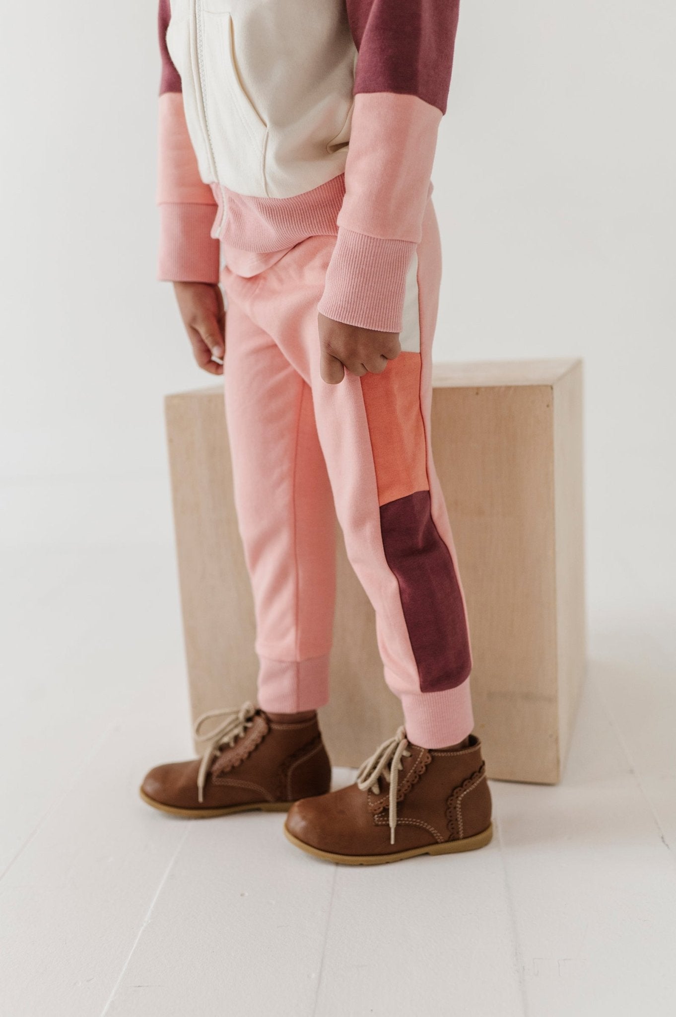 Girls Long Sleeve Track Set In Mellow Rose